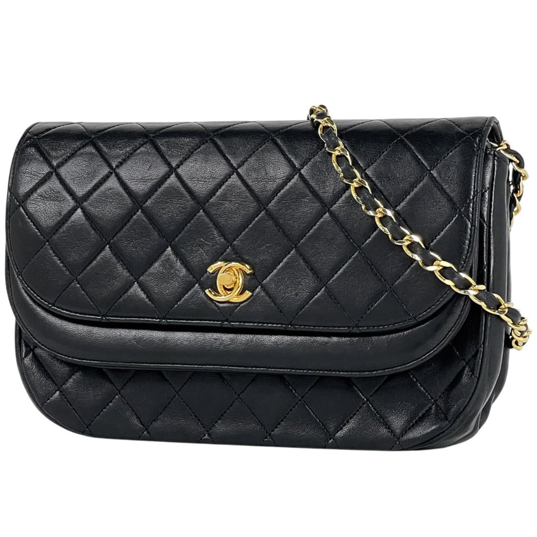 CHANEL Coco Mark Chain Shoulder Bag, Matelasse Double Flap Leather, Black, Women's: --- Catalog ---Category: SizeSize (HxWxD): 16cm x 23.5cm x 6cm / 6.29'' x 9.25'' x 2.36''Category: DesignType: Shoulder bagColor: BlackGender: WomenMaterial: Leather Category: GeneralBrand: Chanel---