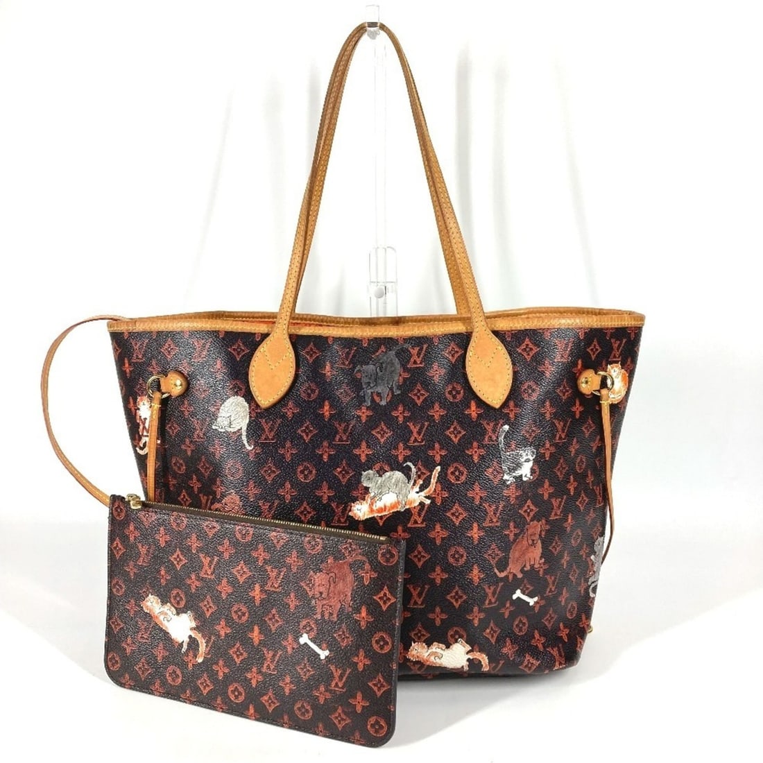 LOUIS VUITTON M44441 Transformed Monogram Cat Catgram Neverfull MM Shoulder Bag with Pouch, Canvas (1 of 18)