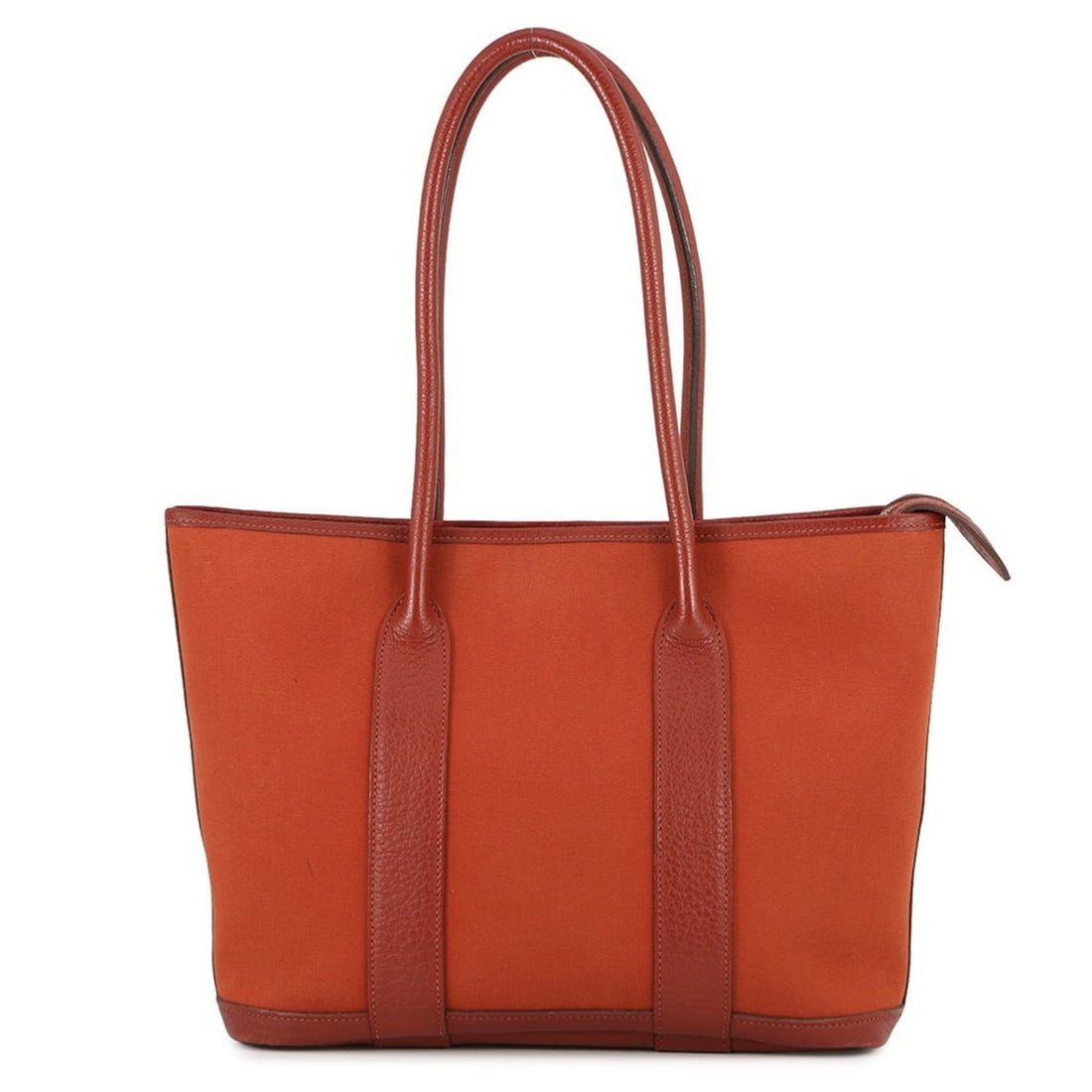 Hermes Hermès Garden Zip PM Tote Bag (Rouge Duchesse/Toile Officier/Buffle) - Engraved with "M": --- Catalog ---Category: SizeWeight: 490g / 1.08lb.Size (HxWxD): 23.5cm x 28.5cm x 11cm / 9.25'' x 11.22'' x 4.33''Category: DesignType: Tote bagGender: WomenClosure: ZipperMaterial: Toile officier ,