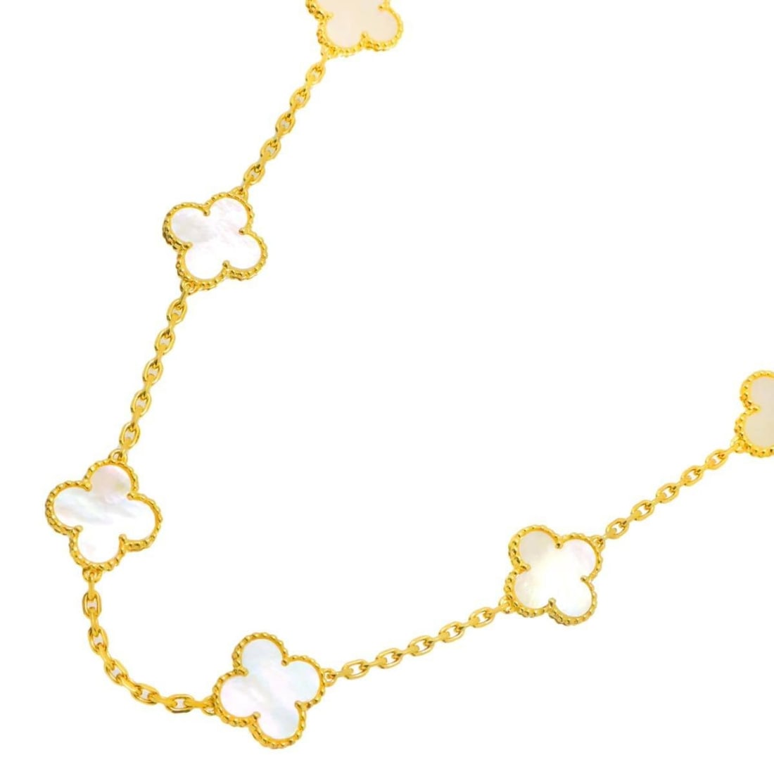 Van Cleef & Arpels Alhambra Shell Necklace, 10 pieces, 42cm, 18K Yellow Gold, 750 (1 of 16)