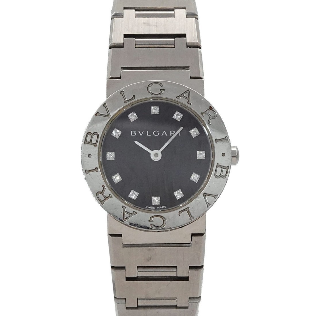 BVLGARI BB26SS Women's Watch 12P Diamond Black Quartz: --- Catalog ---Category: SizeWrist Size: 15cm / 5.9''Case Diameter: 26mm / 1.02''Category: DesignType: WristwatchGender: WomenColor (Dial): BlackMaterial (Band): Stainless steelMaterial (Case): Stainl