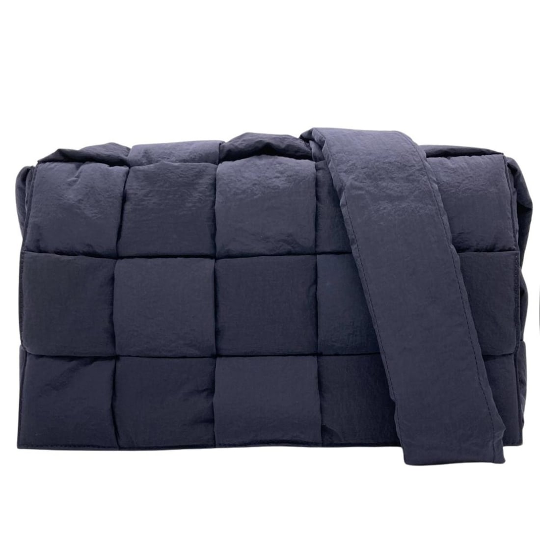 Bottega Veneta Padded Tech Cassette Maxi Intrecciato Shoulder Bag in Navy Nylon with Silver Hardware (1 of 12)