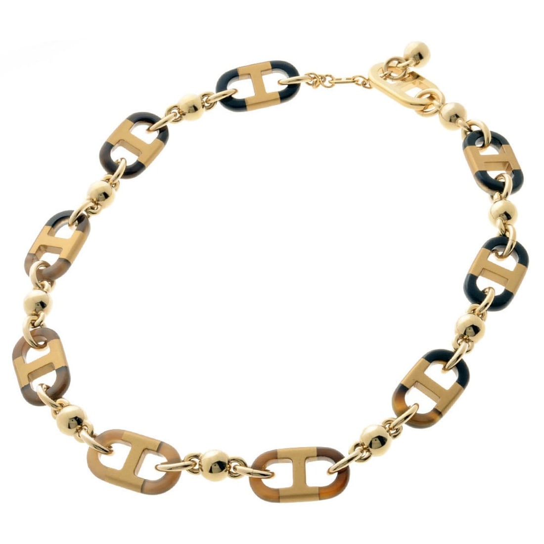 Hermes Hermès Sur Mer Necklace in Buffalo Horn and Gold, Chaine d'Ancre GP: --- Catalog ---Category: SizePendant Size: 23mm x 13mm / 0.9'' x 0.51''Neck Circumference: 40 cm / 15.74''Category: DesignColor: GoldGender: WomenMaterial: Buffalo horn, MetalNecklace Type: NecklaceCa