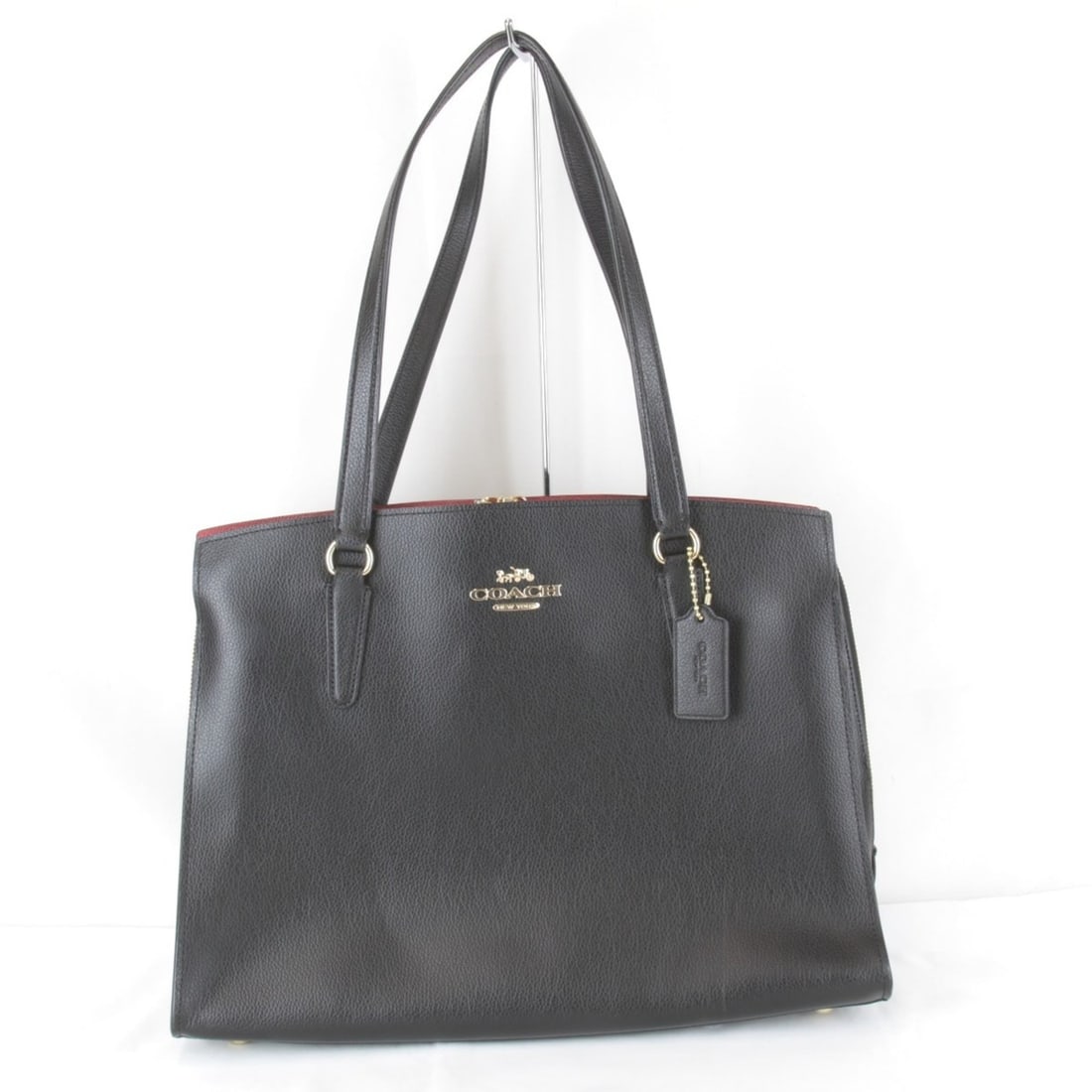 COACH C4077 Tote Bag Leather Black Women's (1 of 12)