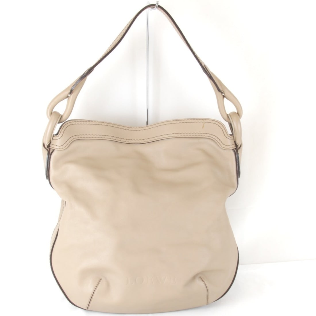 LOEWE tote bag in beige leather for women (1 of 12)
