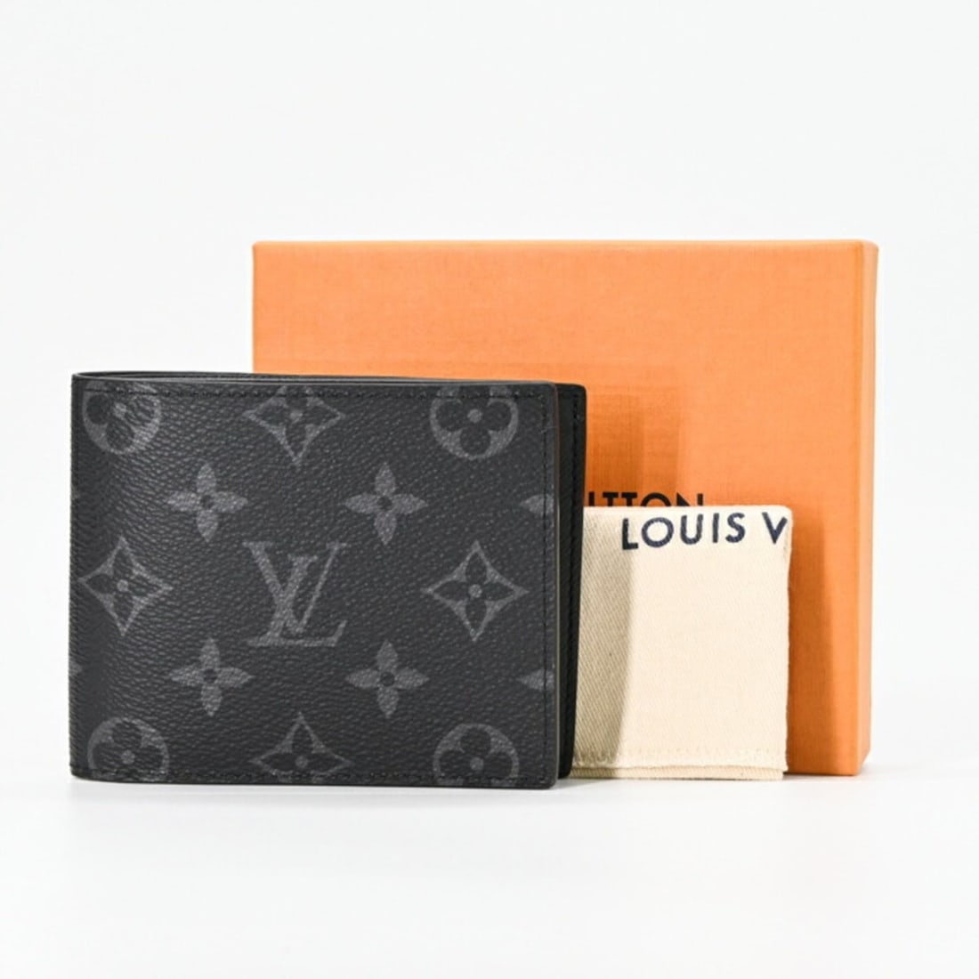 LOUIS VUITTON Monogram Eclipse Portefeuille Marco NM Bi-fold Wallet, Men's, Black, M62545 (1 of 14)