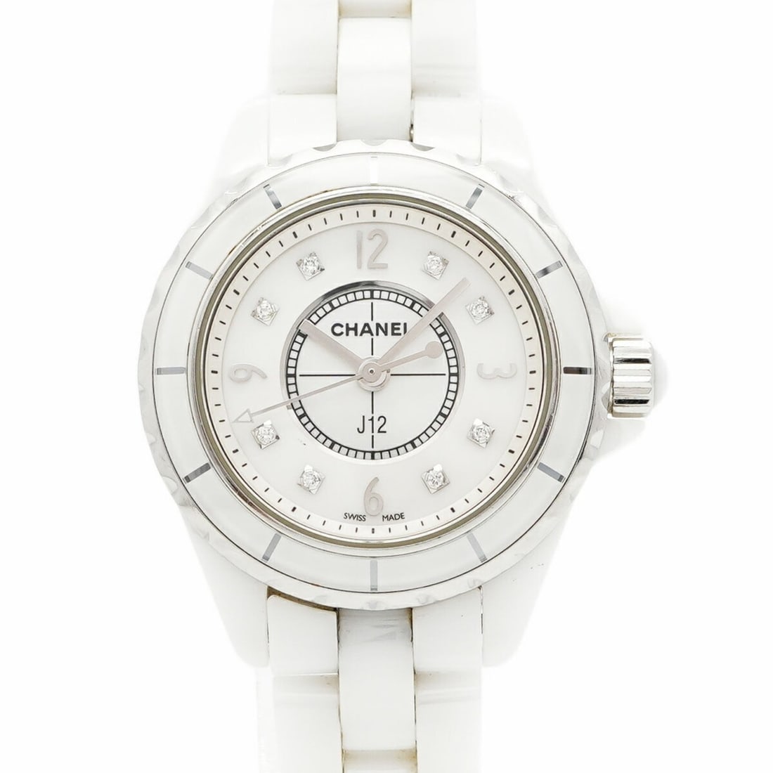 Chanel J12 H2570 White Dial Women's Watch: --- Catalog ---Category: SizeWrist Size: 14cm / 5.51''Case Diameter: 28.8mm / 1.13''Category: DesignType: WristwatchGender: WomenColor (Dial): White shellMaterial (Band): CeramicCategory: GeneralMPN: