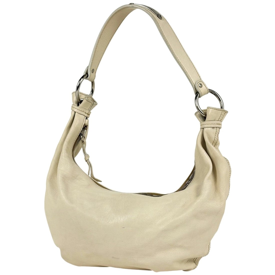 Miu Miu Miu logo shoulder bag, one-shoulder, leather, ivory, women's (1 of 12)