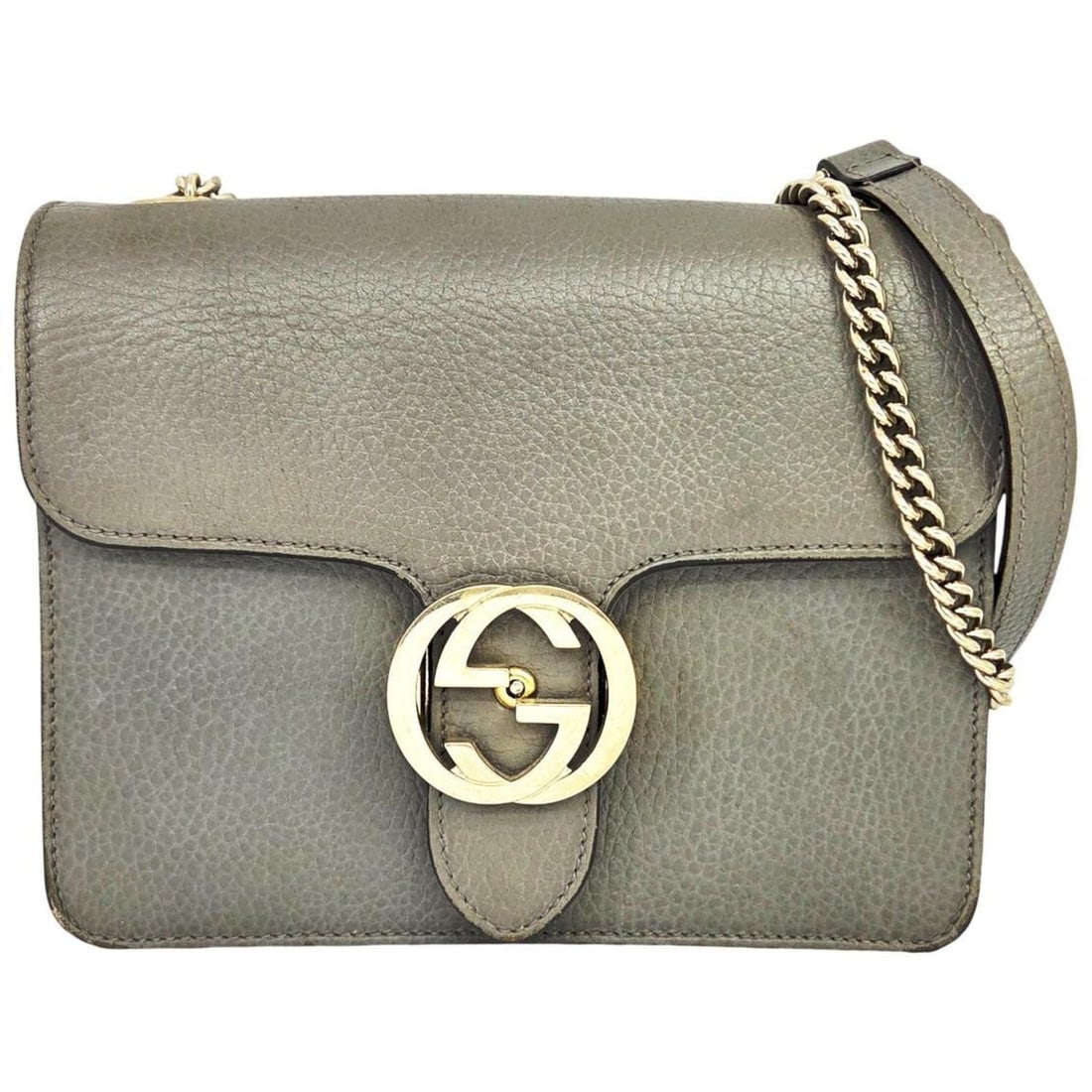 GUCCI Interlocking Chain Shoulder Bag in Grey Leather (510304) for Men and Women (1 of 12)