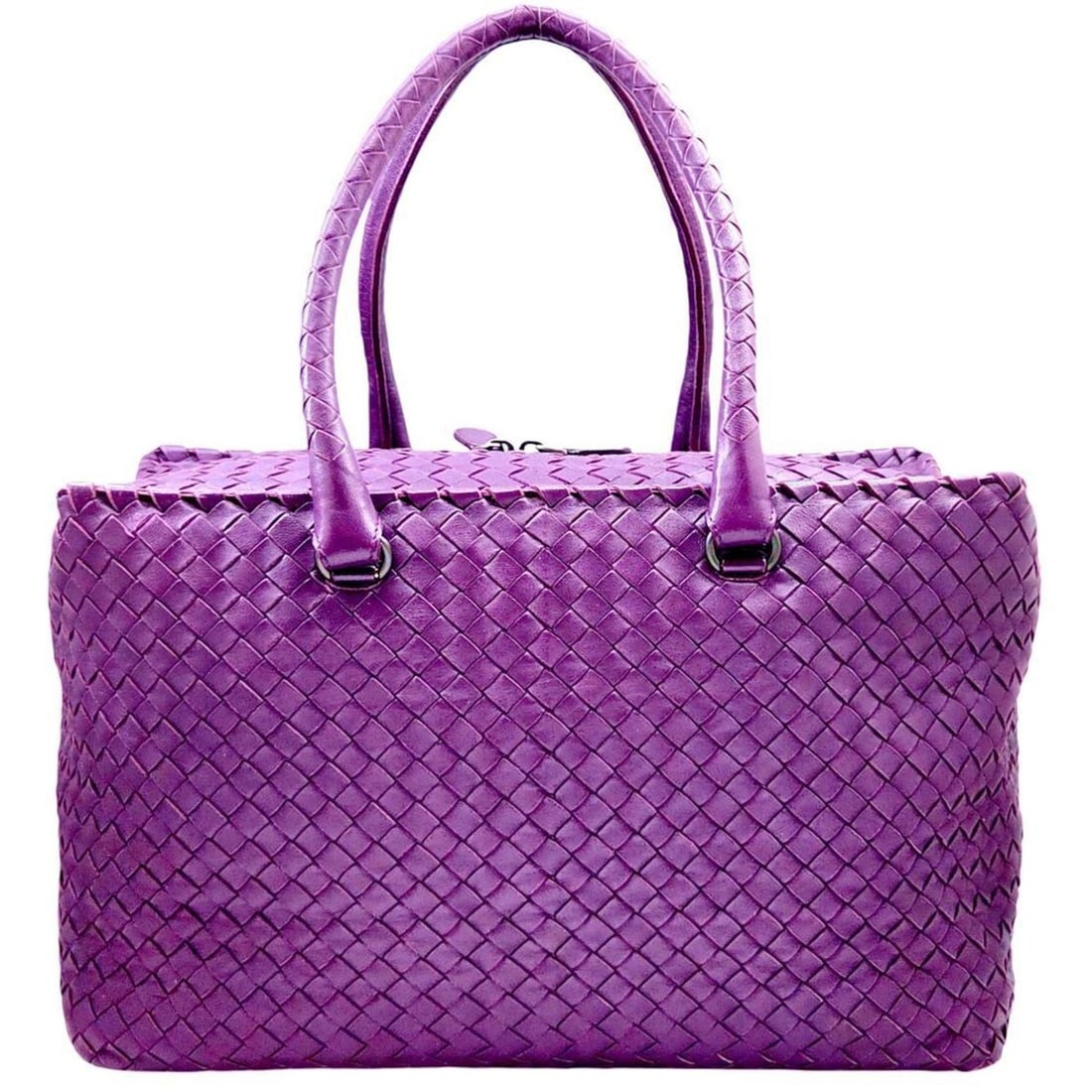 BOTTEGA VENETA Intrecciato Tote Bag, Leather, Purple, Boston Handbag, Women's and Men's: --- Catalog ---Category: SizeSize (HxWxD): 22cm x 34cm x 16cm / 8.66'' x 13.38'' x 6.29''Category: DesignType: Boston bag, Handbag, Tote bagColor: PurpleGender: Men,WomenMaterial: Leather Category: Ge