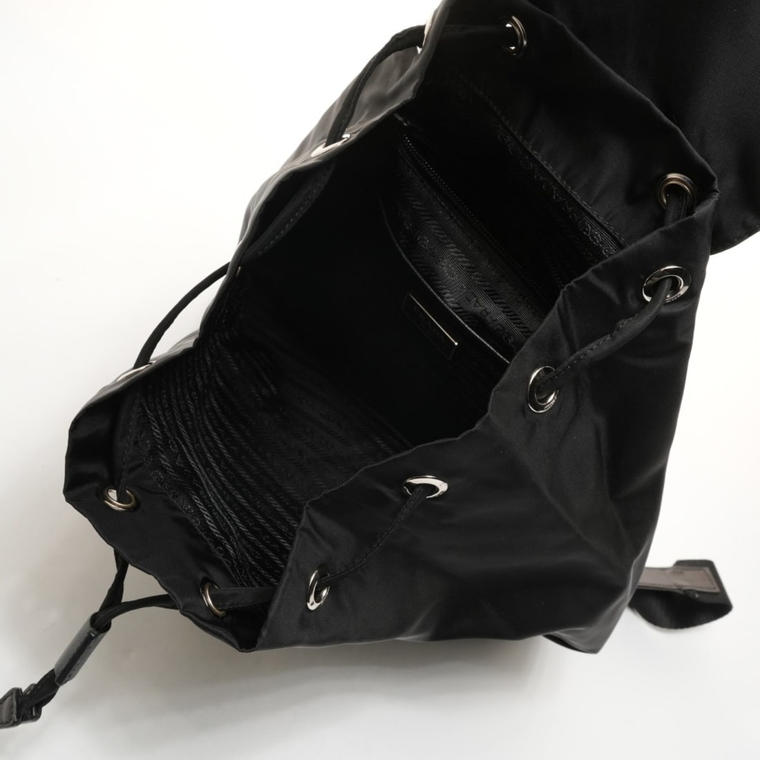 Prada nylon triangle logo backpack/daypack in black - 12