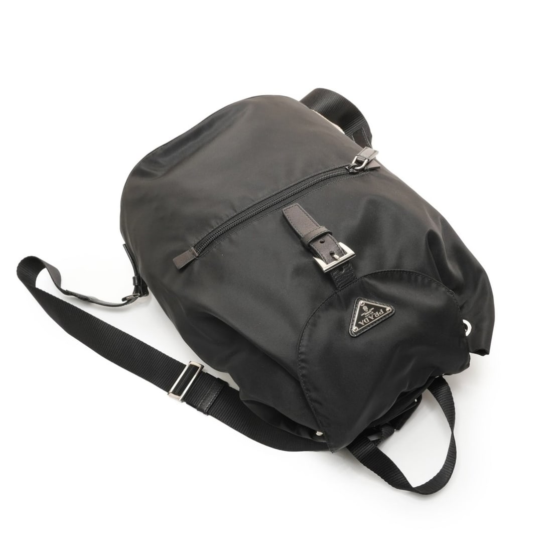 Prada nylon triangle logo backpack/daypack in black - 8