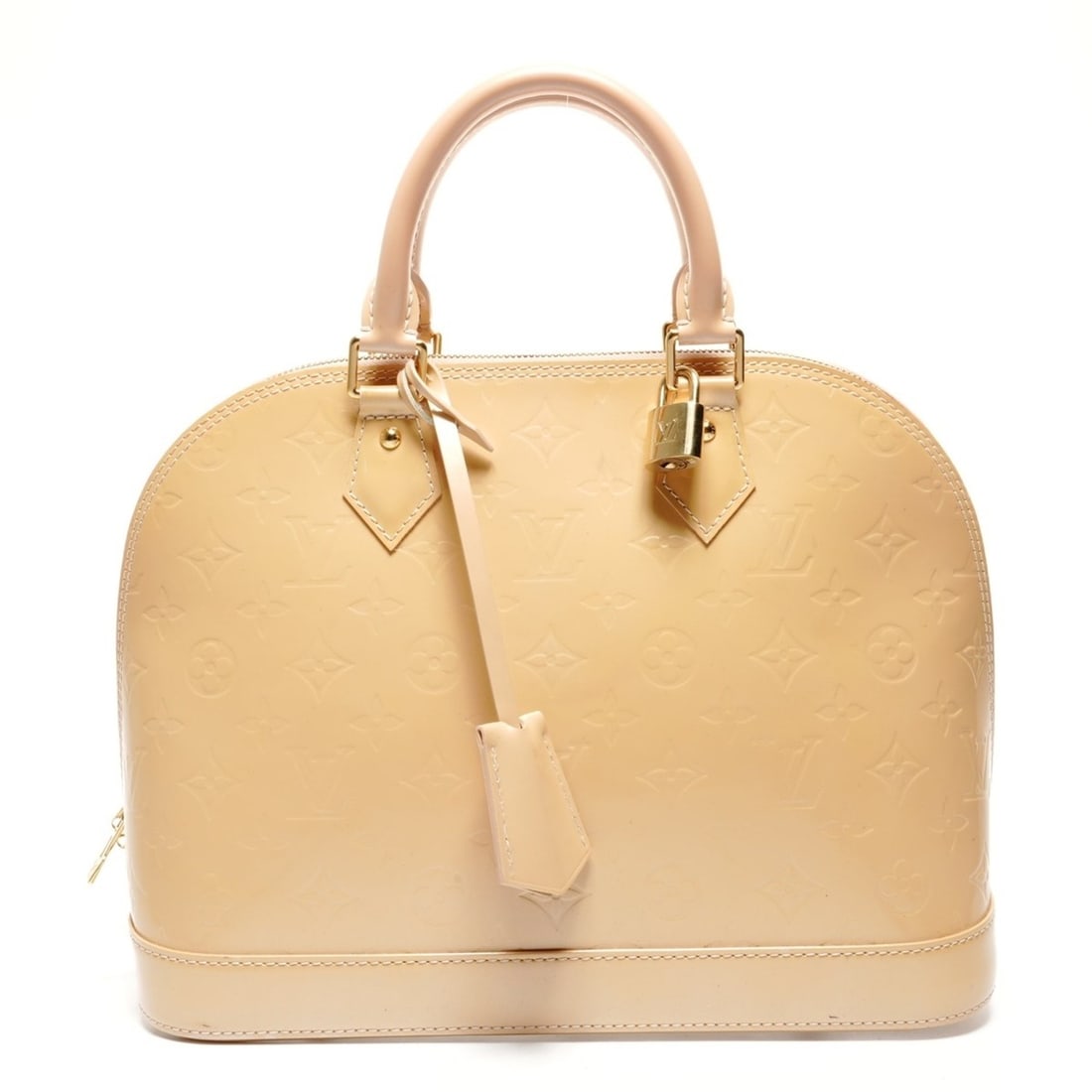 Louis Vuitton Alma PM Monogram Vernis Handbag in Beige: --- Catalog ---Category: SizeSize (HxWxD): 24cm x 31cm x 14.5cm / 9.44'' x 12.2'' x 5.7''Category: DesignType: HandbagColor: BeigeGender: WomenCategory: GeneralBrand: Louis VuittonCountry of Origin: