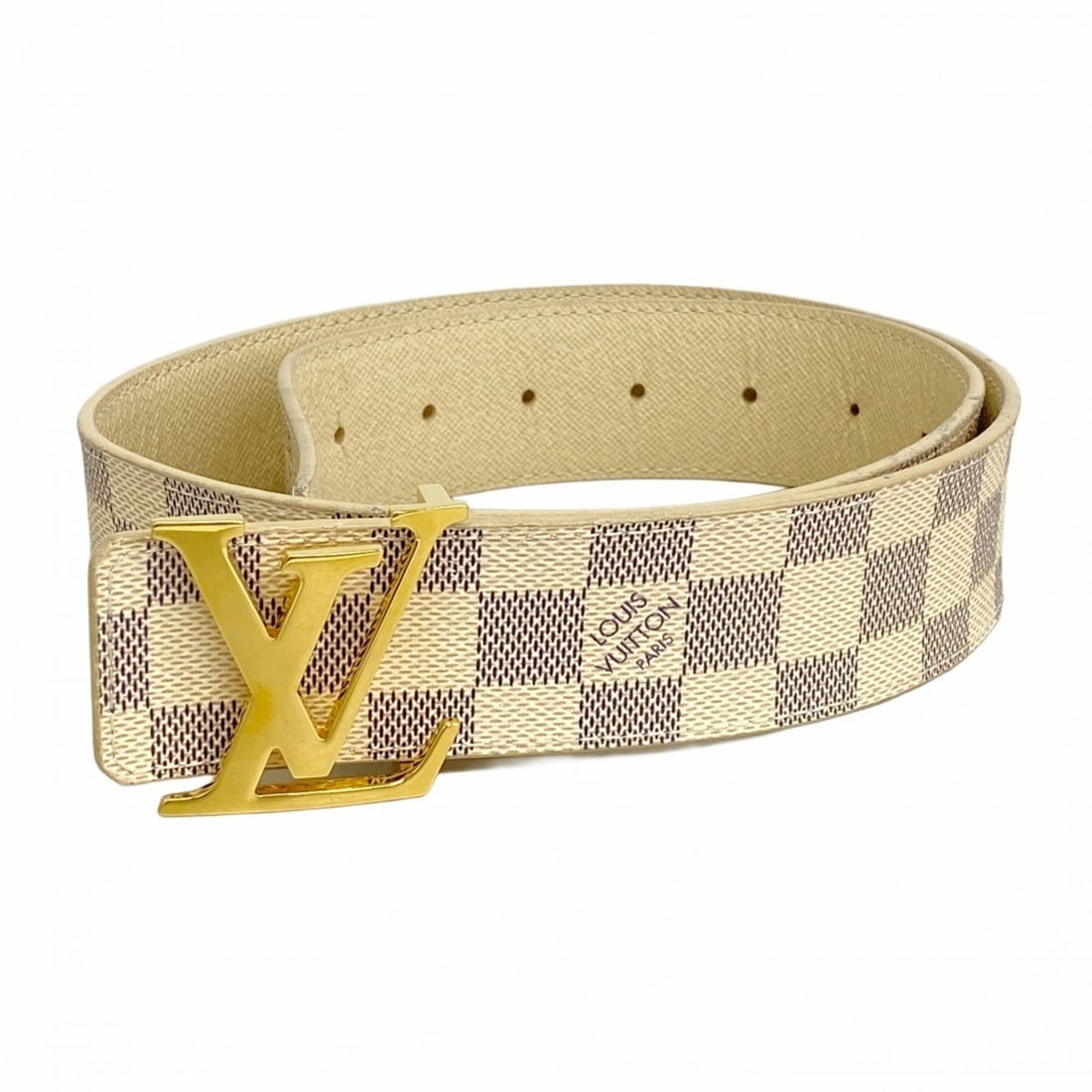 Louis Vuitton Belt Damier Azur Centurion with LV Initials M0325 White Men's (1 of 10)