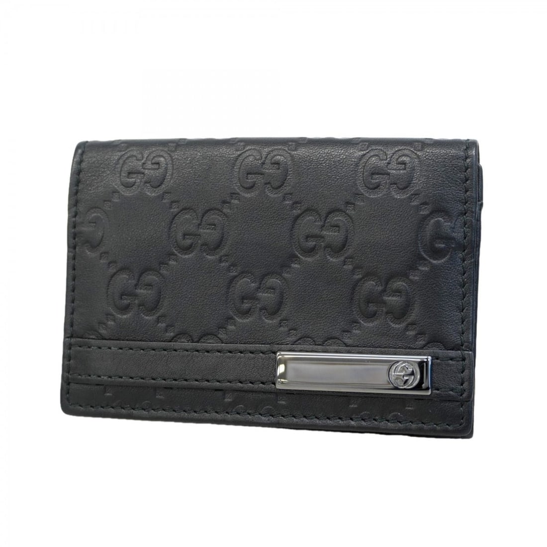Gucci Business Card Case, Guccissima 251727, Black Leather, Men's and Women's (1 of 9)