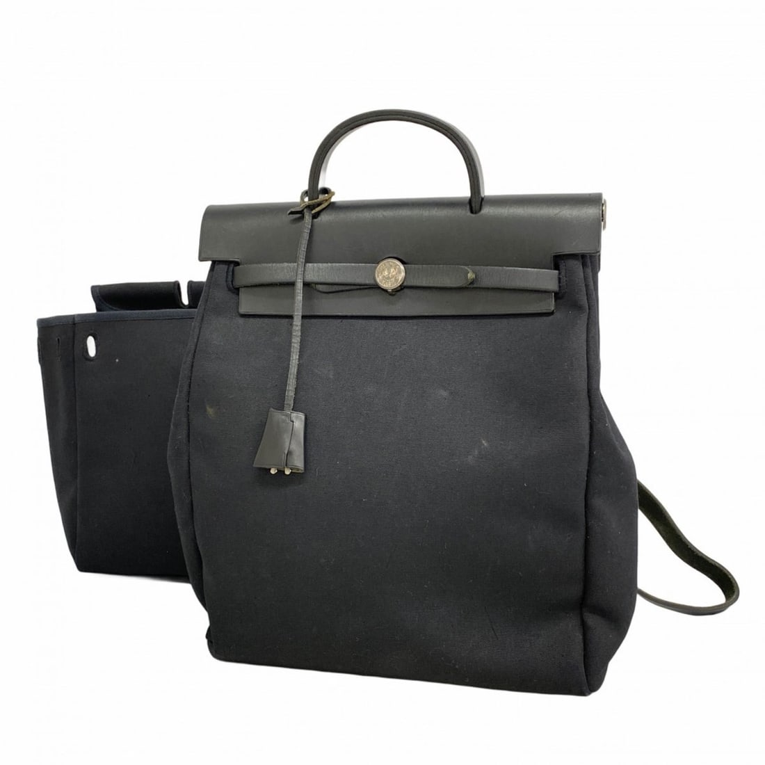 Hermes Hermès Airbag Ad PM Backpack, Toile Officier, Black, C Stamp, Women's: --- Catalog ---Category: SizeSize (HxWxD): 33cm x 28cm x 11cm / 12.99'' x 11.02'' x 4.33''Category: DesignType: BackpackColor: BlackGender: WomenMaterial: Toile officier Hardware Color: SilverCategory