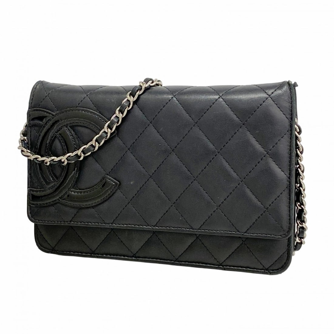 Chanel Cambon Chain Shoulder Wallet, Lambskin, Black, Women's: --- Catalog ---Category: SizeSize (HxWxD): 13cm x 19cm x 2cm / 5.11'' x 7.48'' x 0.78''Category: DesignType: Chain/Shoulder walletColor: BlackGender: WomenMaterial: Leather Leather/Fur Type: LambskinC