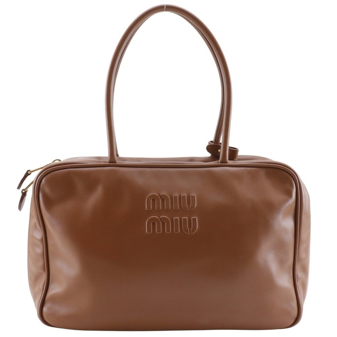 Miu Miu Miu Bow Bag Tote 5BB117 Leather Brown A5 Double Zipper for Women: --- Catalog ---Category: SizeSize (HxWxD): 21cm x 33cm x 10cm / 8.26'' x 12.99'' x 3.93''Category: DesignType: Tote bagColor: BrownGender: WomenMaterial: Leather Category: GeneralMPN: 5BB117Brand: Miu
