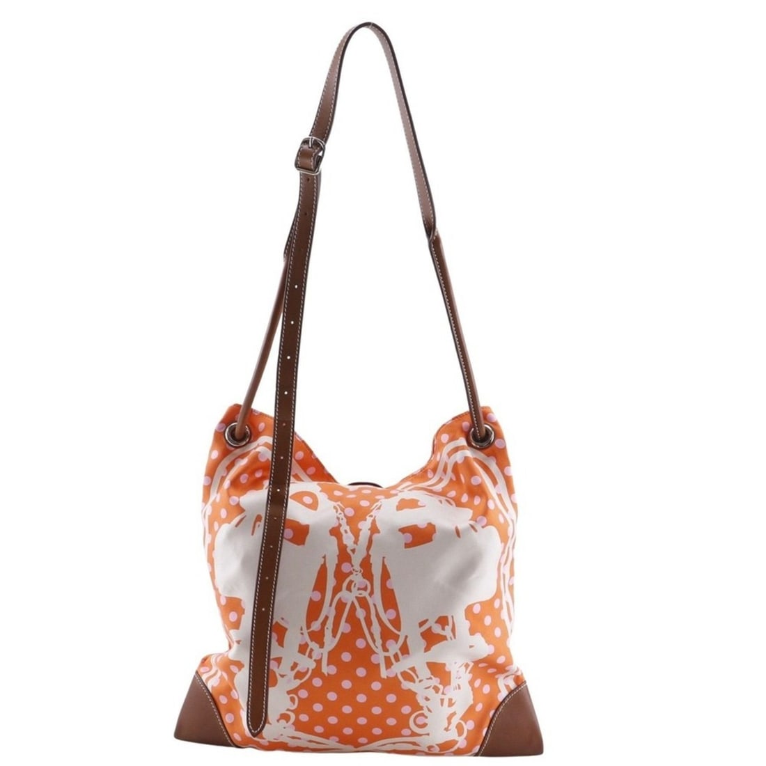 Hermes Hermès Silky City PM Shoulder Bag, Brides de Gala, Polka Dot Silk, 2018, Orange, C A5, Open, (1 of 19)