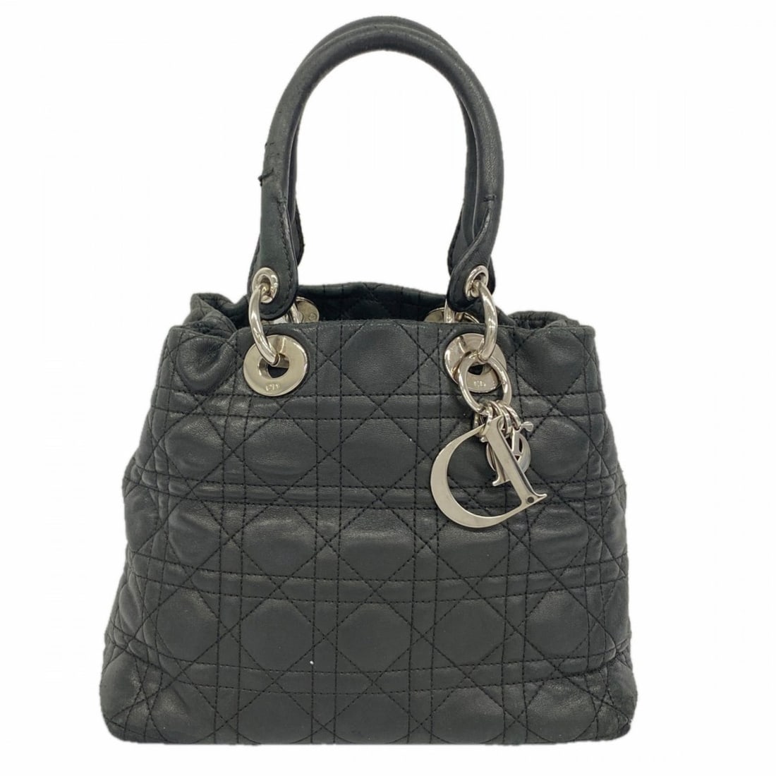 Christian Dior Cannage Leather Handbag Black Women's (1 of 15)