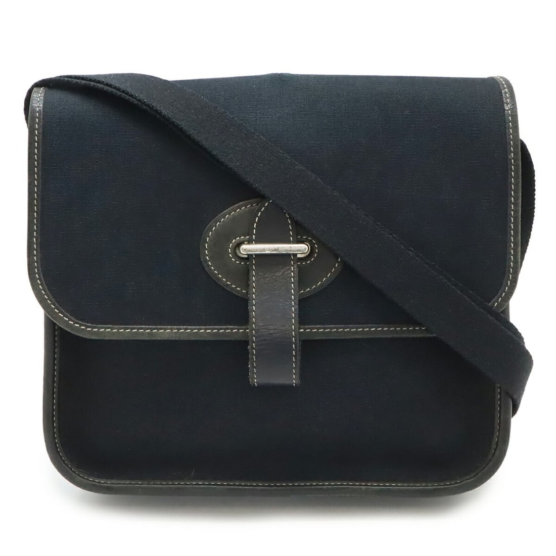 HERMES Buenaventura Mini Shoulder Bag Pochette Toile Officier Leather Black (1 of 10)