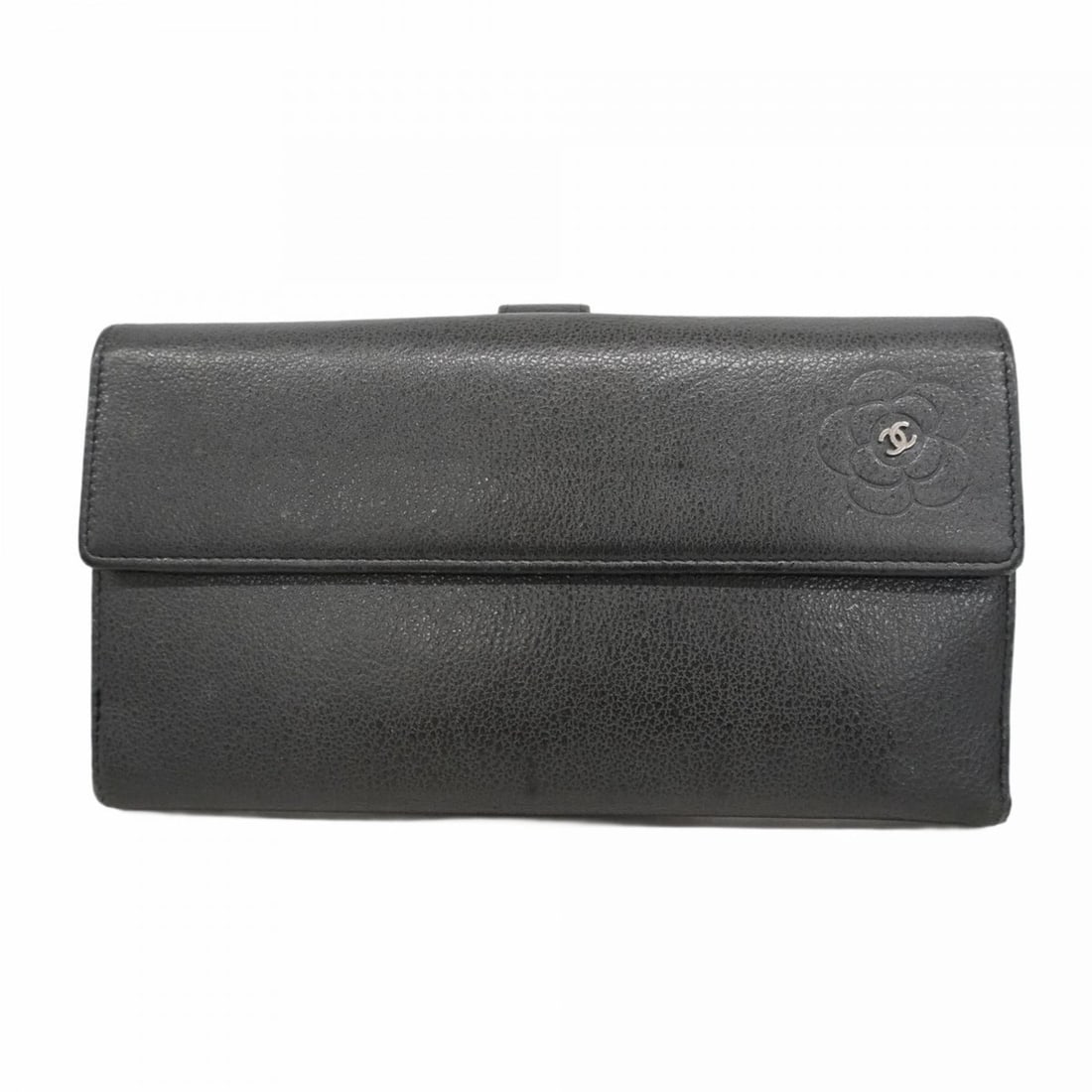 Chanel Camellia Leather Long Wallet, Dark Gray, Women's: --- Catalog ---Category: SizeSize (HxWxD): 11cm x 19cm x 2cm / 4.33'' x 7.48'' x 0.78''Category: DesignType: Long wallet (bi-fold)Color: Dark grayGender: WomenMaterial: Leather Category: GeneralBrand: