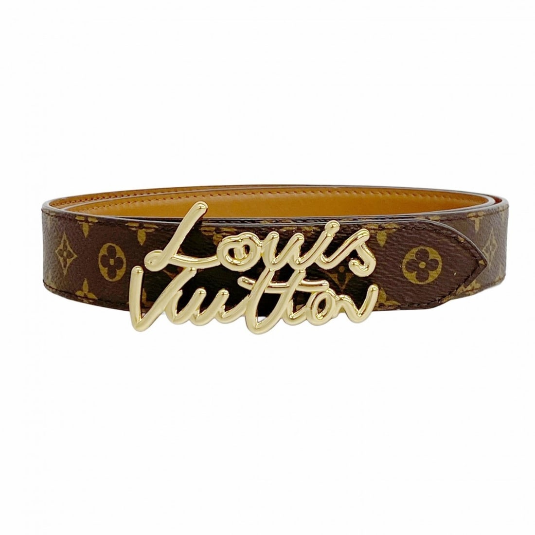 Louis Vuitton Belt Monogram LV Script M4516W Tan Women's (1 of 15)