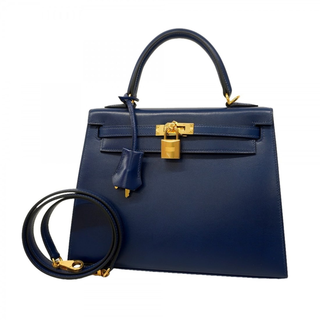 Hermes Hermès Kelly 25 Box Calf Handbag, Blue Abyss, U Stamp, 2-Way Bag for Women (1 of 12)