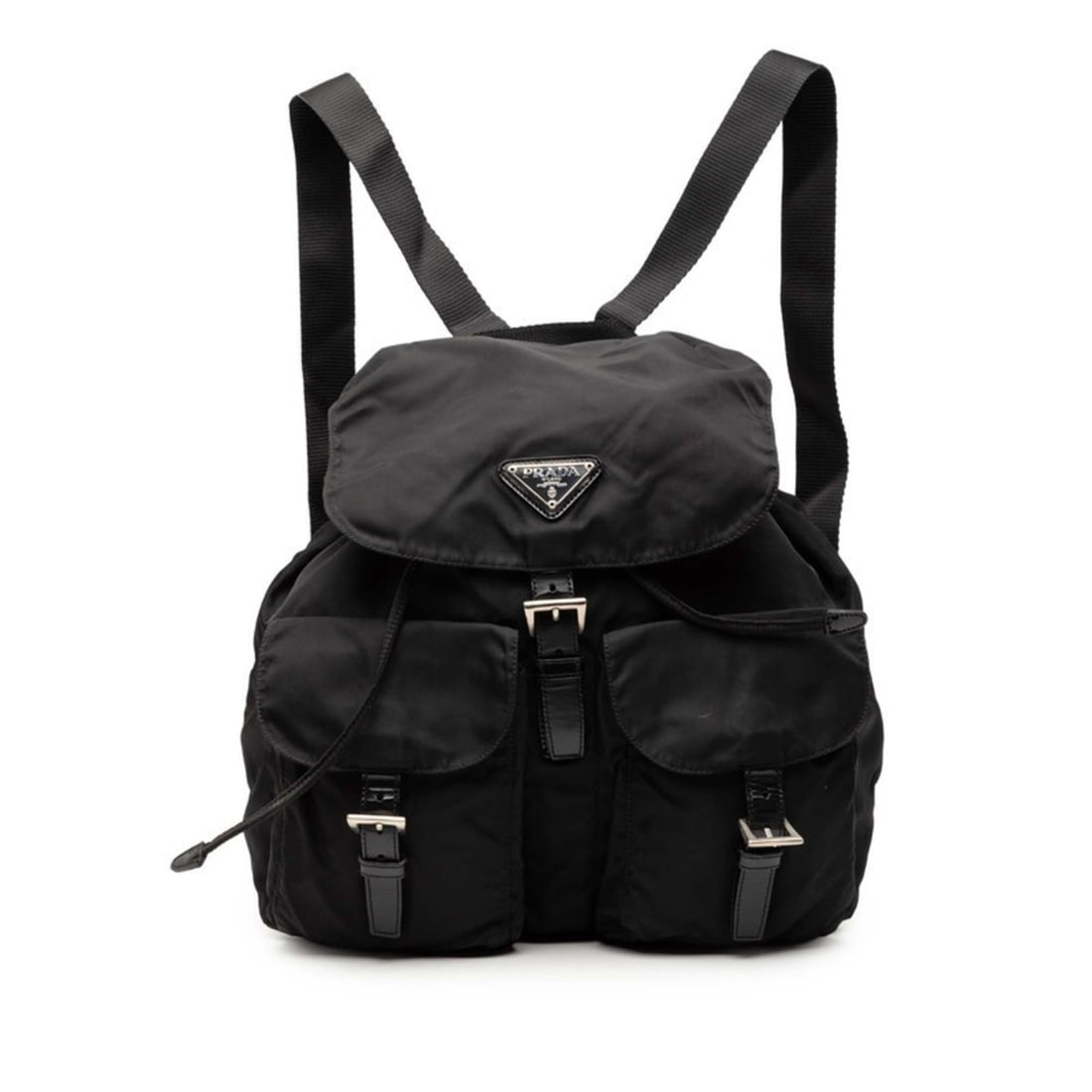 Prada Triangle Logo Plate Backpack, Black Nylon and Leather, Women's (1 of 13)