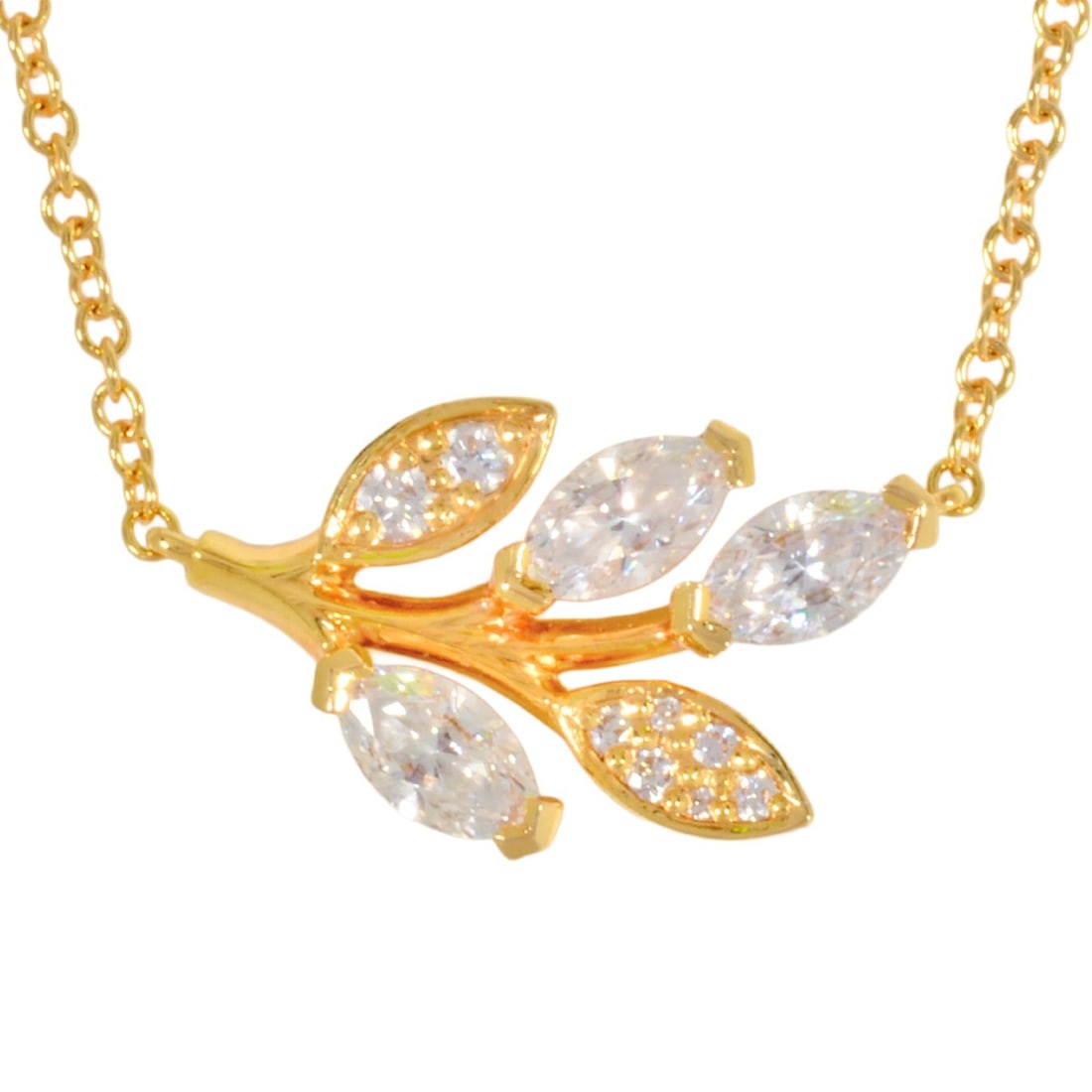 Tiffany & Co. Victoria Branch Necklace with 0.31ct Diamond, 2.3g, 18KYG Marquise Yellow Gold,: --- Catalog ---Category: SizePendant Size: 10mm x 15mm / 0.39'' x 0.59''Neck Circumference: 40.5 cm / 15.94''Category: DesignStone: DiamondGender: WomenMaterial: Yellow gold (18K)Necklace Type: Neckla