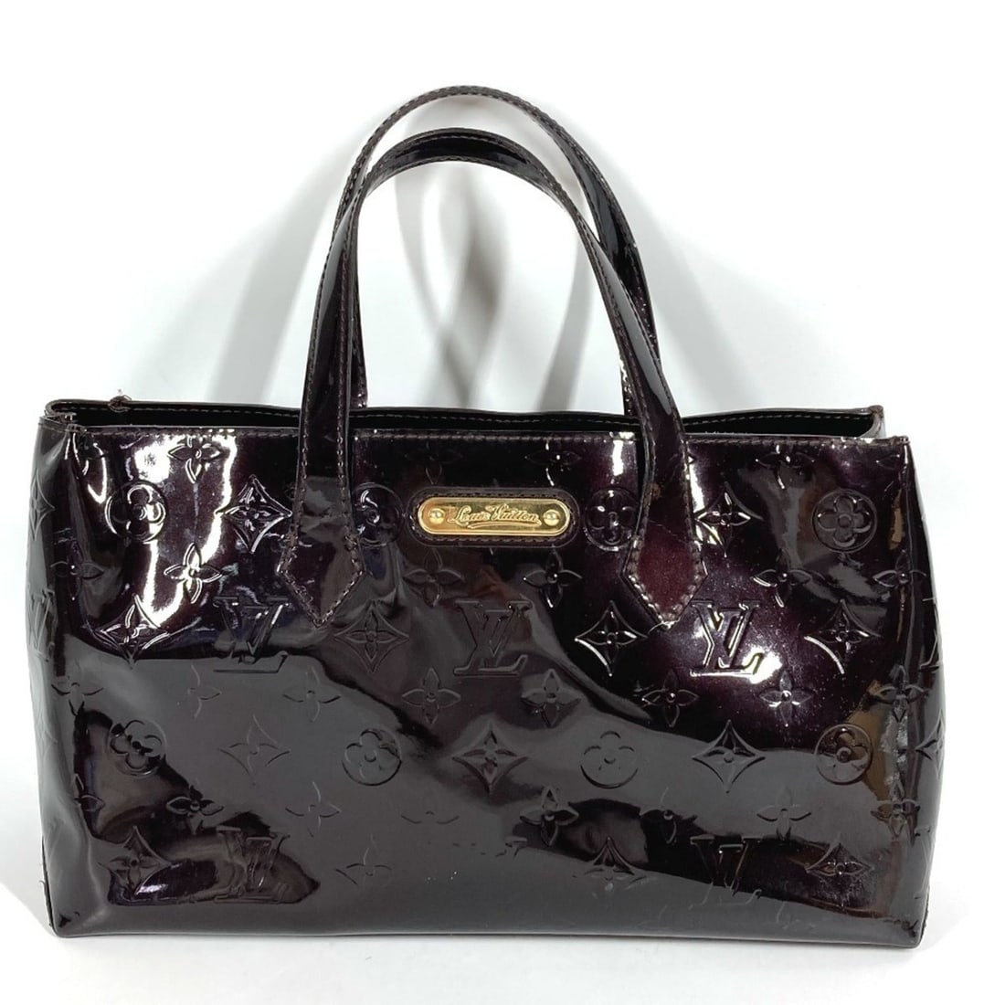 LOUIS VUITTON M93641 Monogram Vernis Wilshire PM Tote Bag, Canvas, Women's, Amaranth Purple (1 of 14)