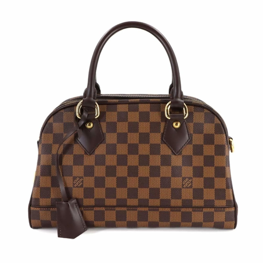 Louis Vuitton Damier Duomo Ebene Handbag N60008 with Gold Hardware: --- Catalog ---Category: SizeSize (HxWxD): 19.5cm x 31.5cm x 15cm / 7.67'' x 12.4'' x 5.9''Category: DesignType: HandbagColor: Damier Canvas, EbeneGender: WomenMaterial: Damier Canvas Category: Genera