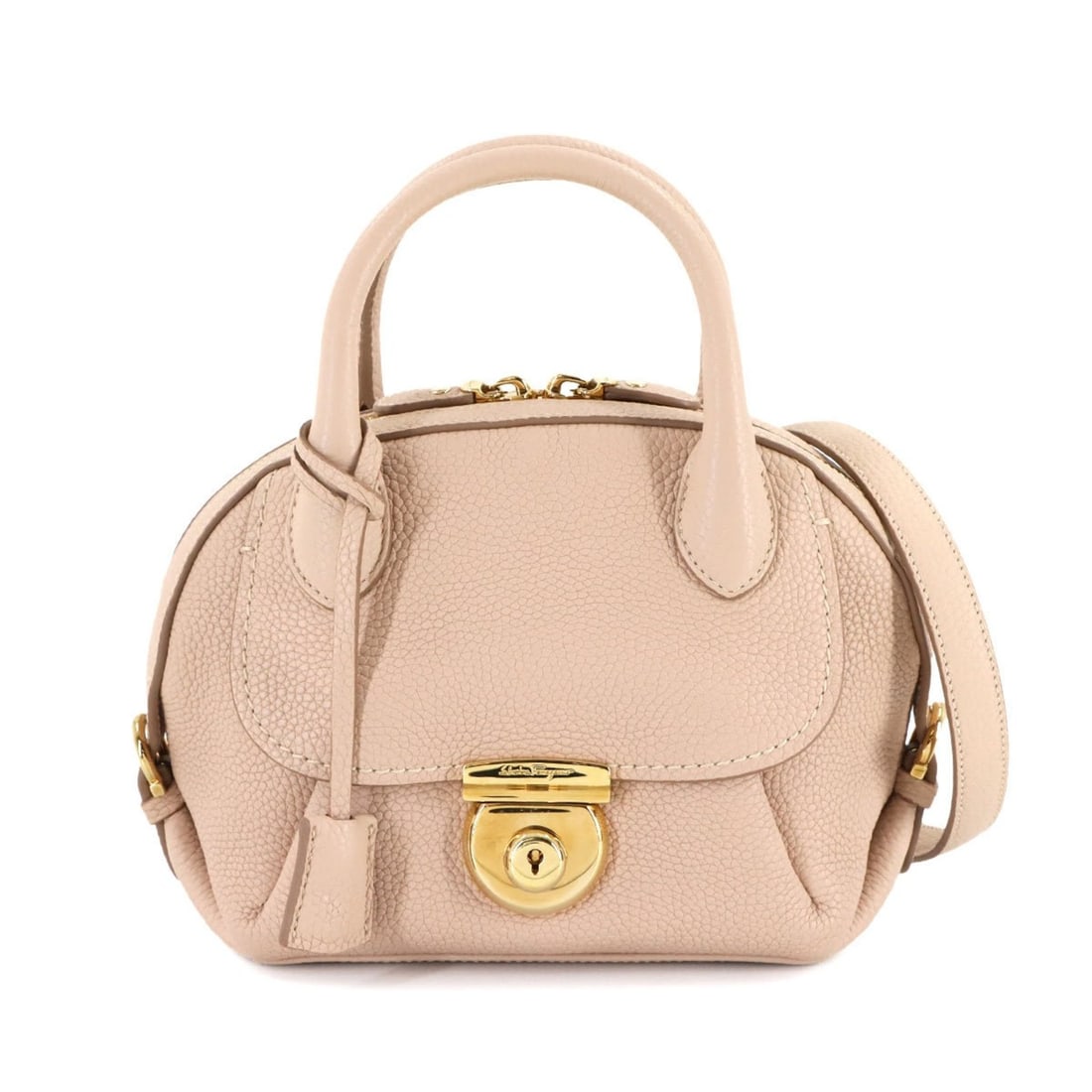 Salvatore Ferragamo Fiamma 2-way hand/shoulder bag in beige leather. (1 of 14)
