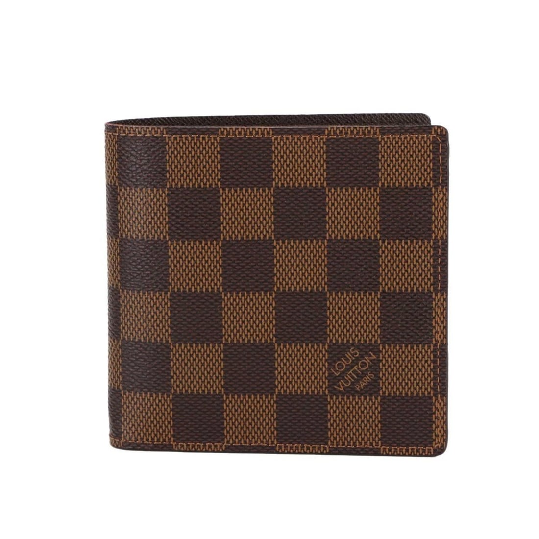 Louis Vuitton Damier Marco Portefeuille Bifold Wallet in Ebene Canvas N61675: --- Catalog ---Category: SizeSize (HxWxD): 10.5cm x 11cm x 2.5cm / 4.13'' x 4.33'' x 0.98''Category: DesignType: Wallet (bi-fold)Color: Damier Canvas, EbeneGender: WomenMaterial: Damier Canvas Categor