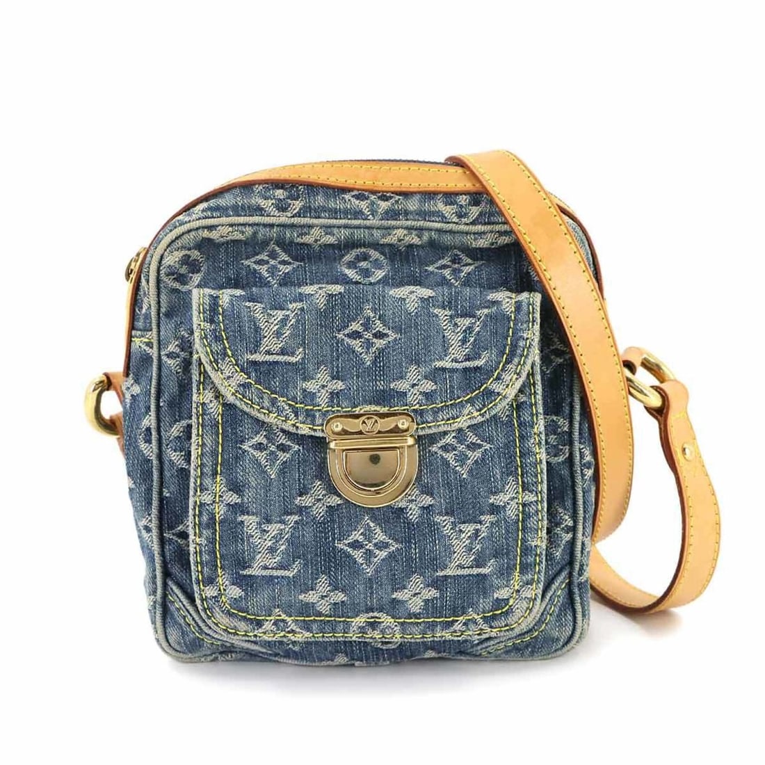 Louis Vuitton Monogram Denim Camera Bag Shoulder Blue M95348 with Gold Hardware (1 of 10)