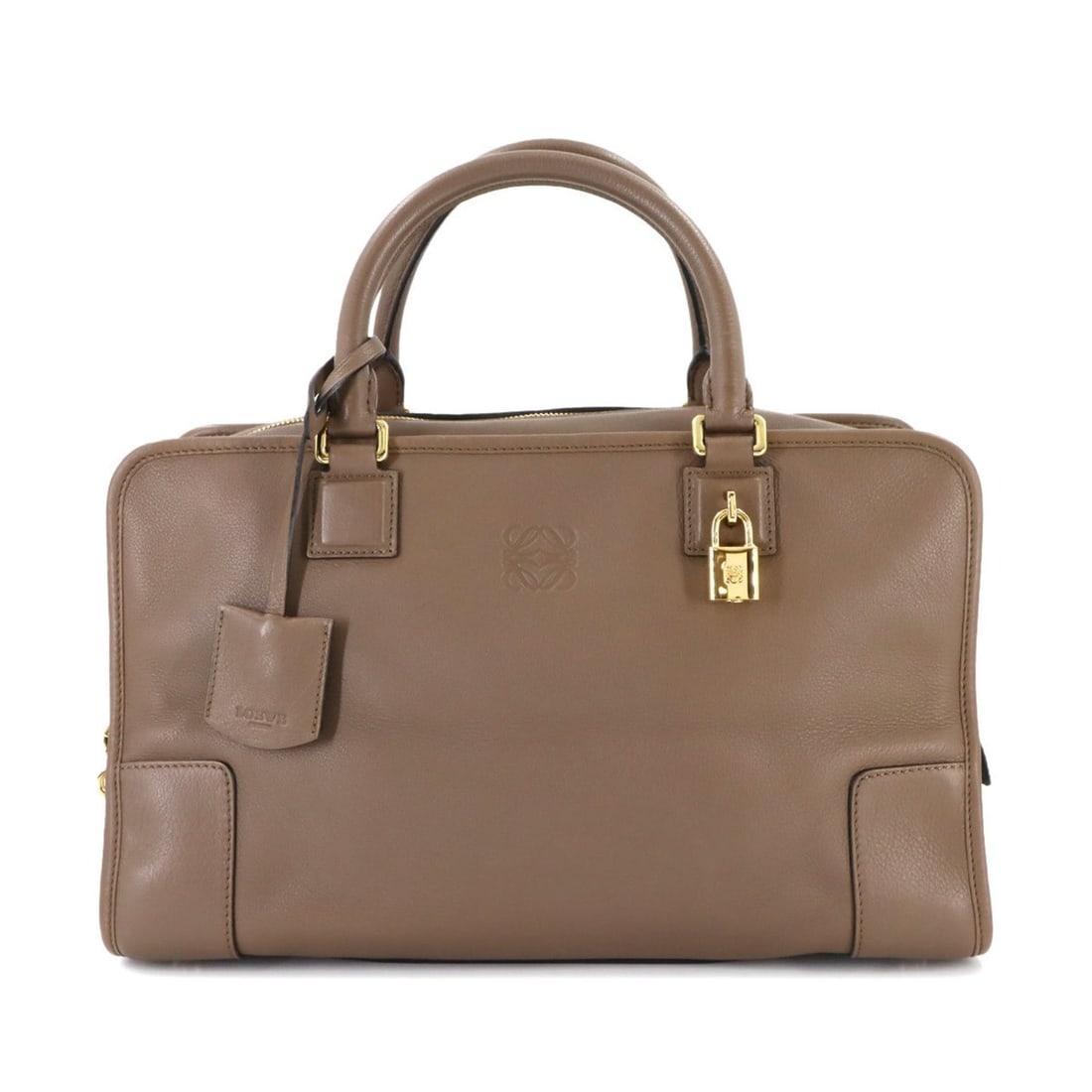 LOEWE Amazona 36 Handbag in Brown Leather with Gold Hardware and Anagram (1 of 14)