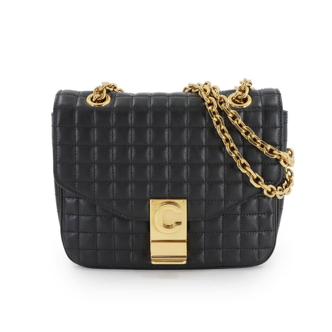 Celine C Small Chain Shoulder Bag in Black Quilted Leather with Gold Hardware (188403) (1 of 20)