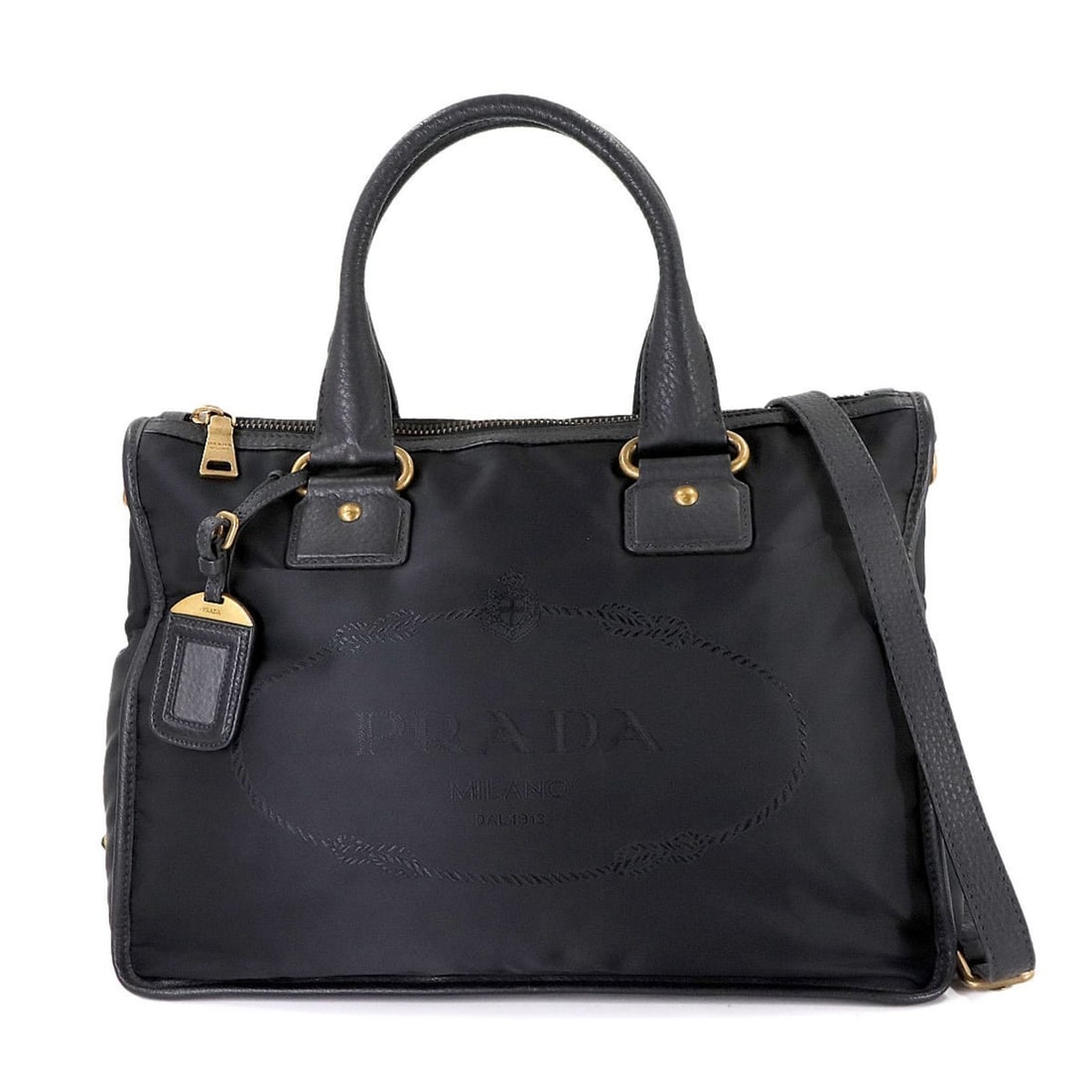 Prada 2-way Tote Shoulder Bag in Nylon and Leather, Black, BL0748: --- Catalog ---Category: SizeSize (HxWxD): 28cm x 37.5cm x 18.5cm / 11.02'' x 14.76'' x 7.28''Category: DesignType: Shoulder bag, Tote bagColor: BlackGender: Women,MenMaterial: Nylon , Leather Categor