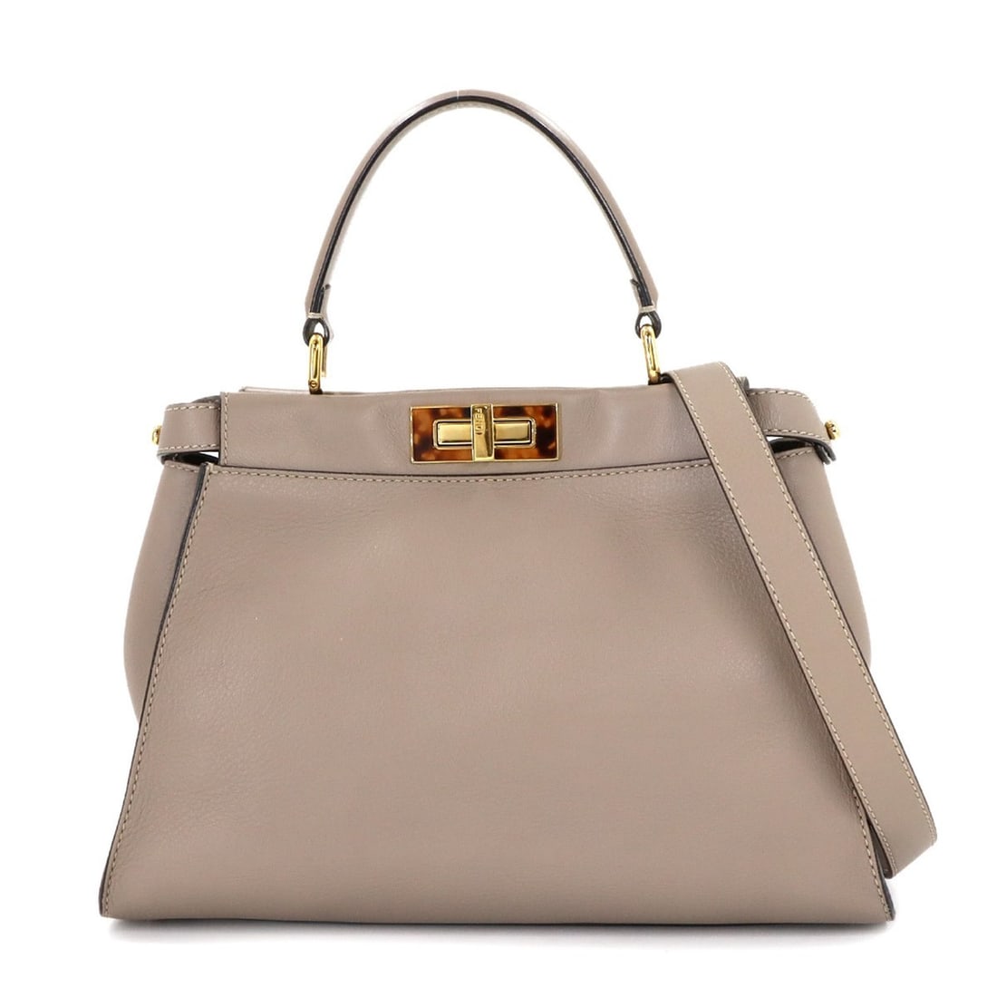 Fendi Peekaboo Regular 2-way Hand/Shoulder Bag, Gray Leather, 8BN290, Gold Hardware, Selleria: --- Catalog ---Category: SizeSize (HxWxD): 24cm x 34cm x 13.5cm / 9.44'' x 13.38'' x 5.31''Category: DesignType: Handbag, Shoulder bagColor: GrayGender: WomenMaterial: Leather Category: GeneralBrand:
