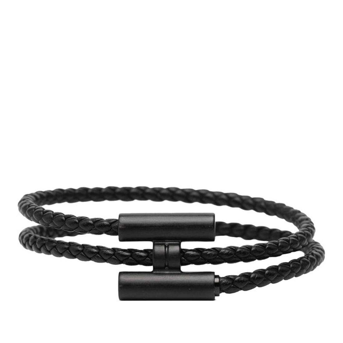 Hermes Hermès Tournitresse Bracelet in Black Leather and Metal for Women (1 of 16)