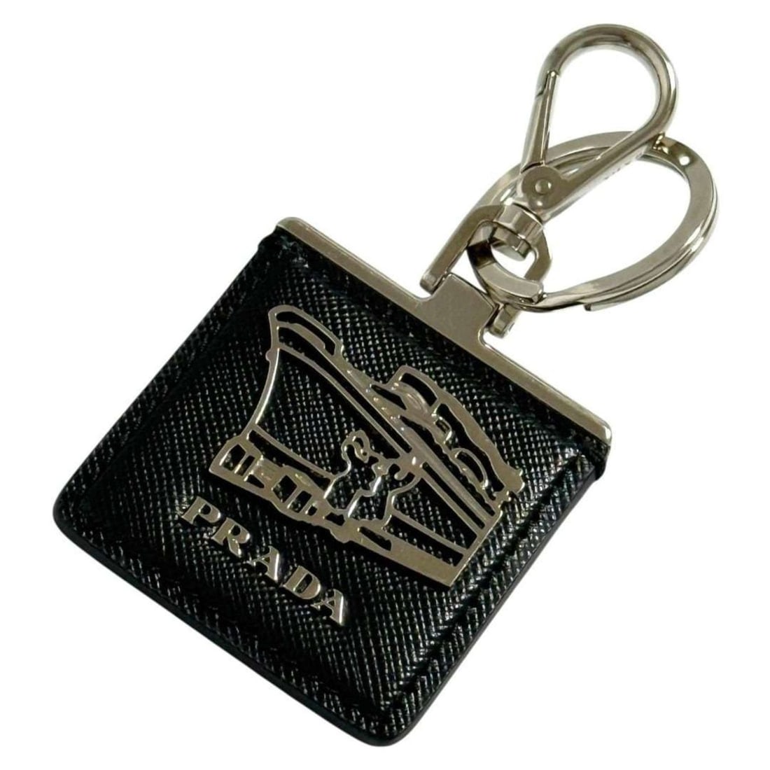 Prada Men's Keychain Key Ring with Ship Motif, Black and Silver (1 of 10)