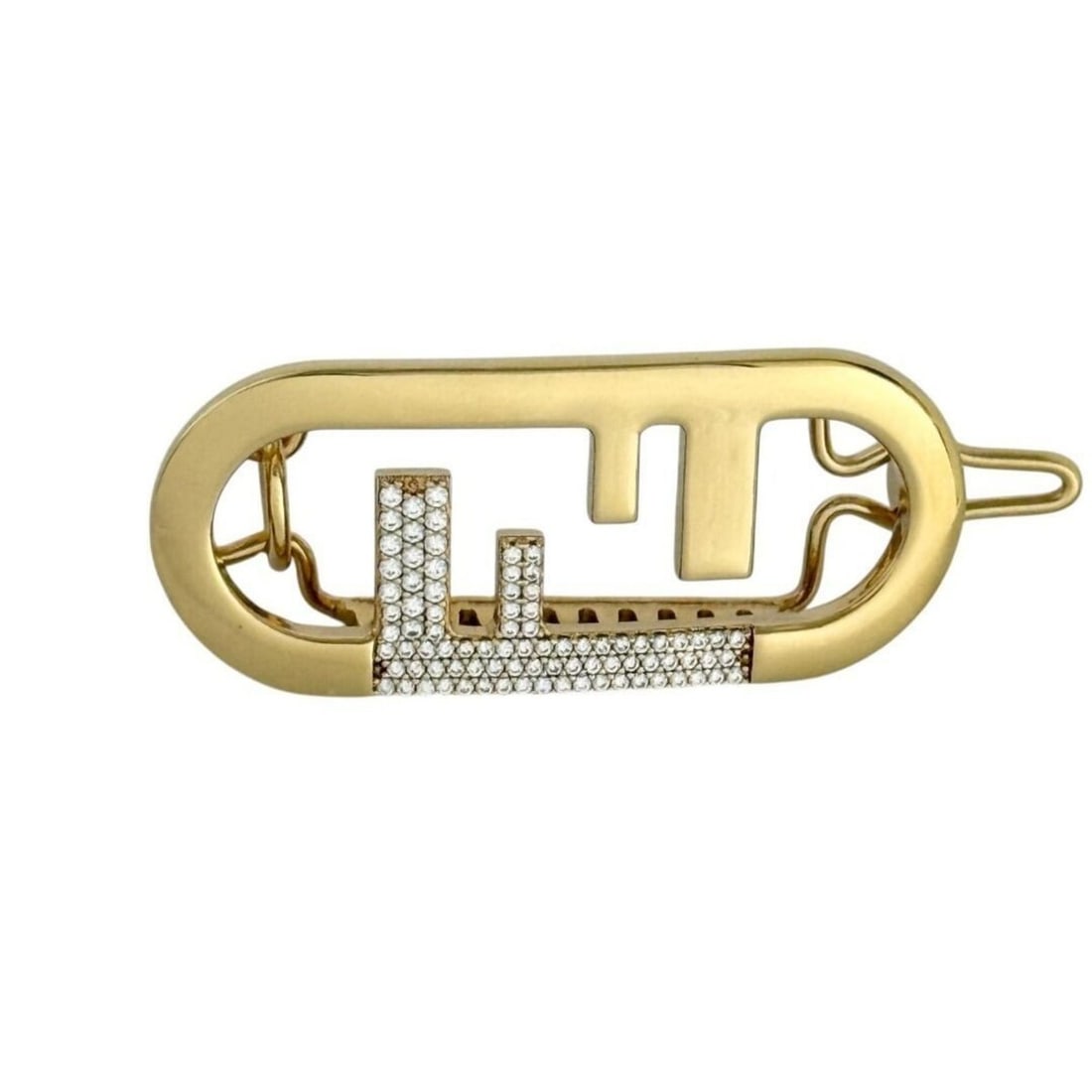 Fendi Women's Orlock Barrette Hair Clip Hairpin Gold: --- Catalog ---Category: SizeSize (LxW): 1.9cm x 4.5cm / 0.74'' x 1.77''Category: DesignType: BarretteColor: GoldGender: WomenMaterial: Metal, RhinestoneCategory: GeneralBrand: FendiCountry of Origin: