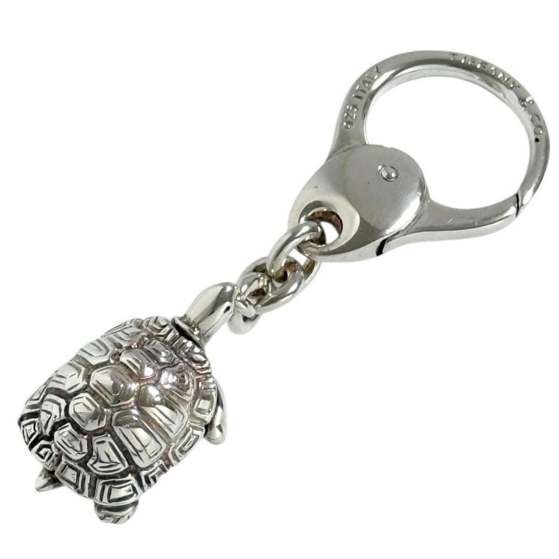 Tiffany unisex key holder ring charm turtle: --- Catalog ---Category: DesignType: KeyringColor: SilverGender: Men,WomenMaterial: Silver 925Category: GeneralBrand: TiffanyCountry of Origin: Italy--- Item List ---Section: ConditionRanking: Rank A