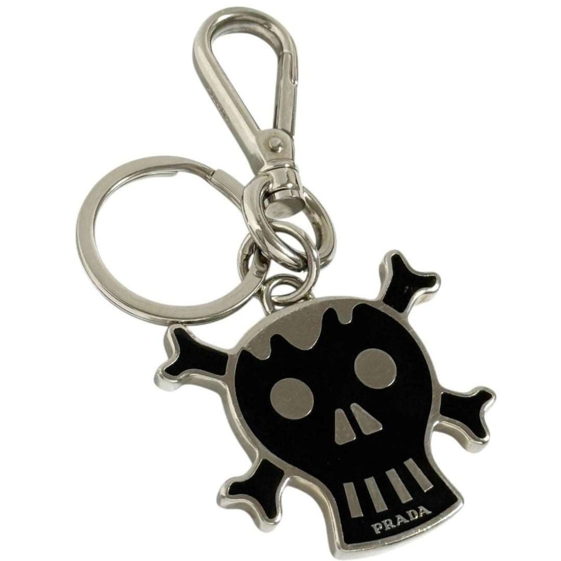 Prada Men's Skull Keychain Key Ring in Black and Silver (1 of 16)