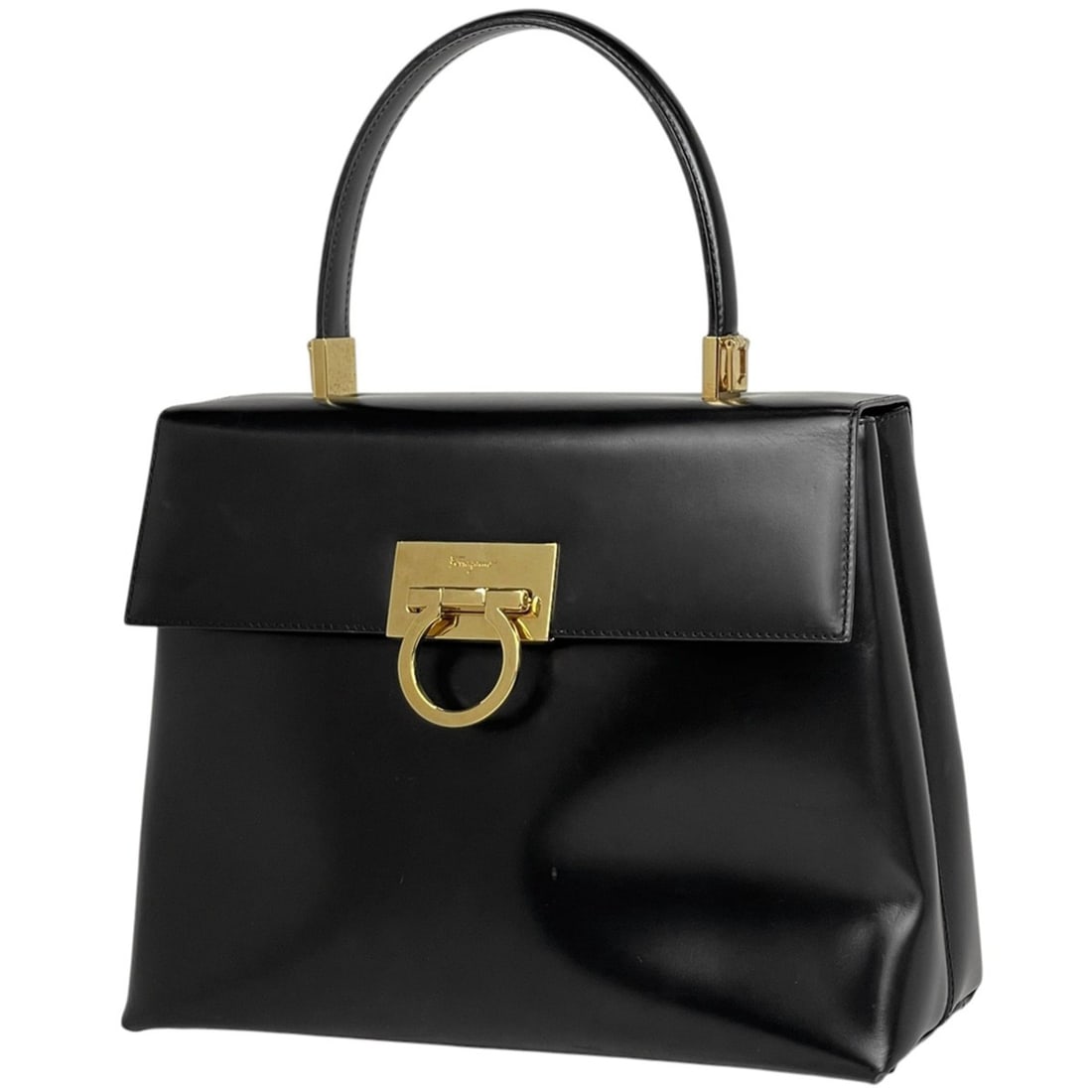 Salvatore Ferragamo Gancini Handbag in Black Leather, 0290, Women's (1 of 11)