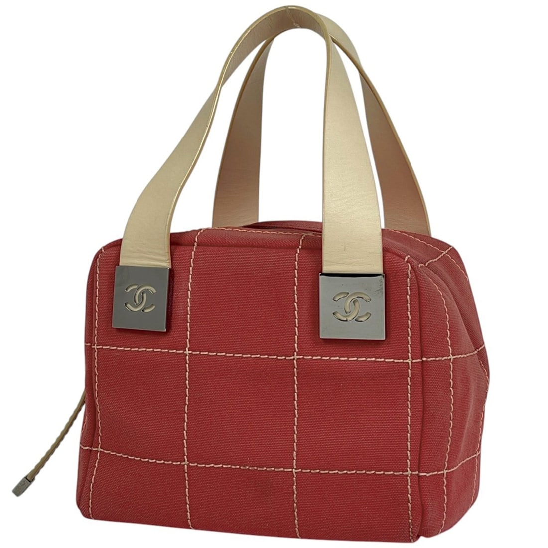 CHANEL Coco Mark Handbag, Chocolate Bar, Wild Stitch, Canvas, Red, Cream, Women's: --- Catalog ---Category: SizeSize (HxWxD): 15cm x 19cm x 15cm / 5.9'' x 7.48'' x 5.9''Category: DesignType: HandbagColor: Cream, Red colorGender: WomenMaterial: Canvas , Leather Category: GeneralLine: