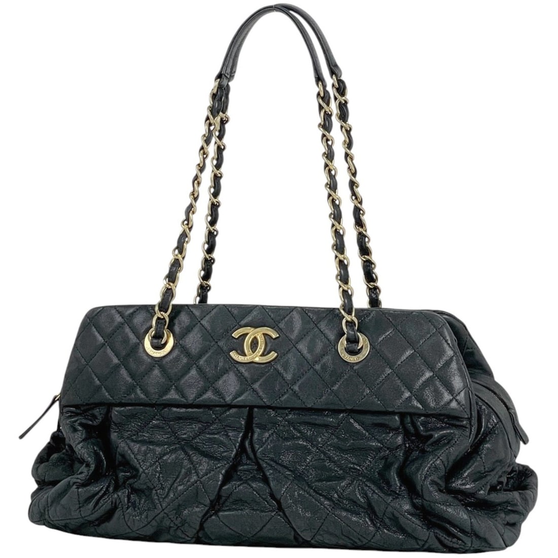 CHANEL Coco Mark Chain Shoulder Bag Matelasse Cambon Fabric Black Women's: --- Catalog ---Category: SizeSize (HxWxD): 21cm x 39cm x 16cm / 8.26'' x 15.35'' x 6.29''Category: DesignType: Shoulder bagColor: BlackGender: WomenMaterial: Fabric Category: GeneralLine: MatelasseBra