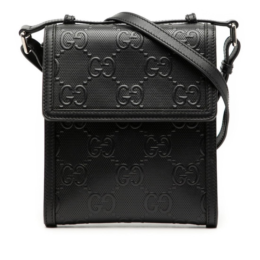 Gucci GG Embossed Crossbody Shoulder Bag 625782 Black Leather Women's GUCCI (1 of 16)