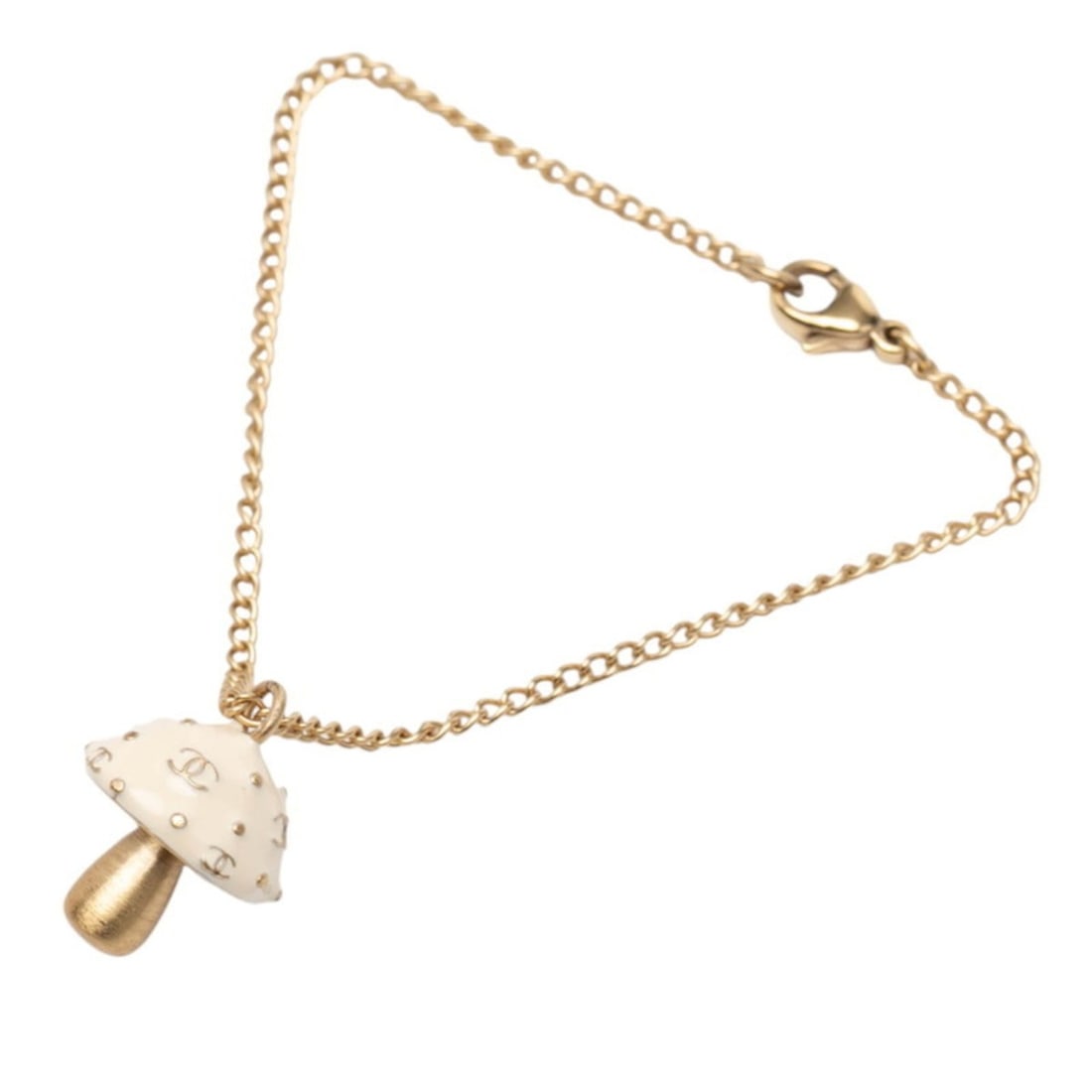 Chanel Coco Mark Mushroom Motif Bracelet, Gold and Ivory Plated, Women's, CHANEL: --- Catalog ---Category: SizeLength: 18.5cm / 7.28''Category: DesignType: Charm braceletColor: Gold, IvoryGender: WomenMaterial: Gold platingCategory: GeneralBrand: Chanel--- Item List ---Section: Con
