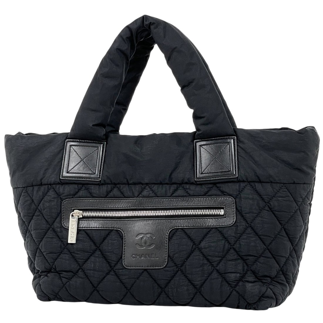 CHANEL Coco Cocoon Small Tote Bag with Mark, Nylon, Black, A48610, Women's (1 of 16)